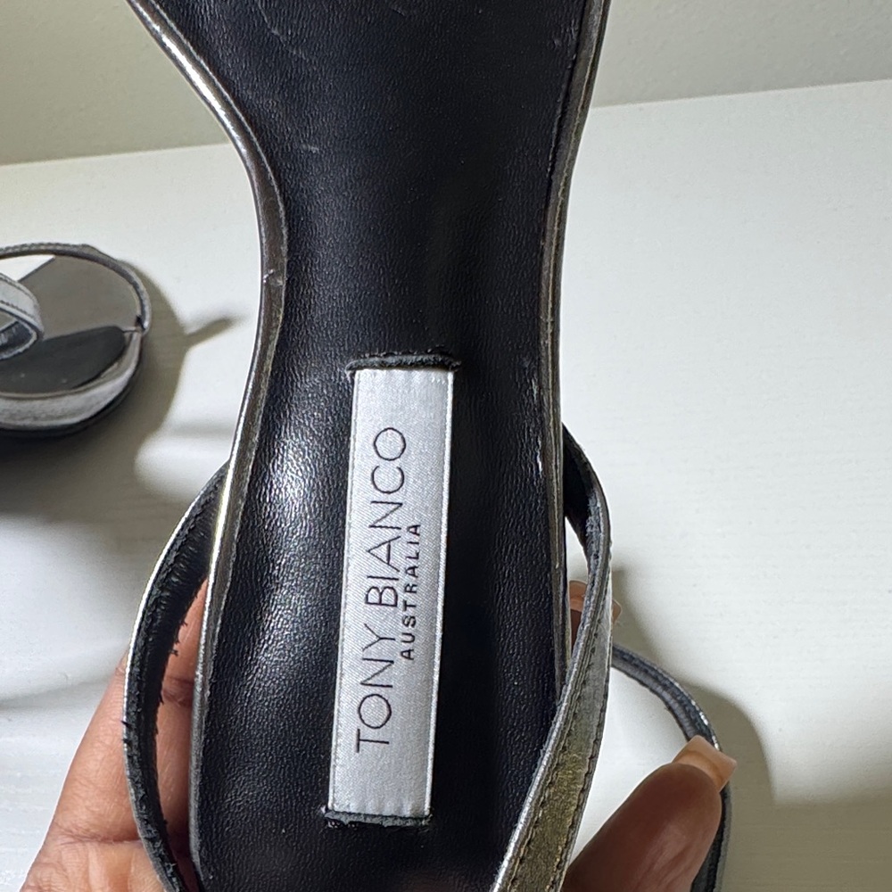 Tony Bianco Metallic Silver Stiletto Slingback Heels - Picture 8 of 12